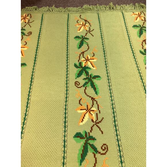 1970s Vintage Knitted Afghan/Throw Floral Vine Design Granny Core Cottage Core